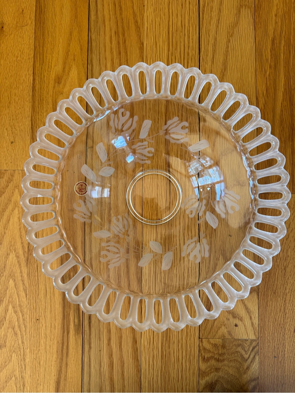 Platter with Etched Floral Design - Made in Germany by Crystal Clear Glasswear